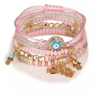 Designer charms woven bracelet women adjustable boho lucky evil eye beads stack